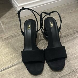 Zara block ankle strap heel